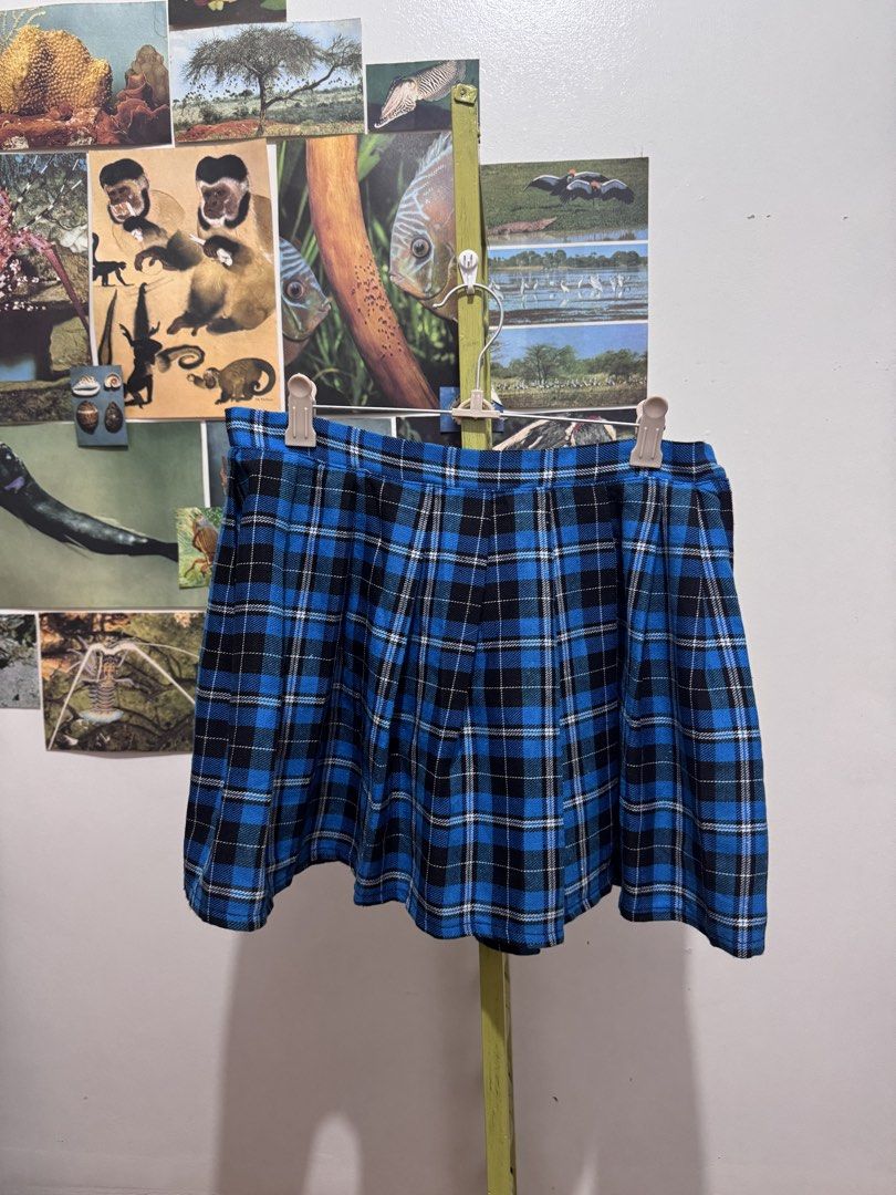 Blue Plaid Pleated Mini Skirt (Category: Skirts) located in Marikina City. Submitted by lelaaaphant (Listing ID 1459567485, Image 1). Description: Fits S-L Mas gaganda pa pag plantsado na😉 📍Marikina.