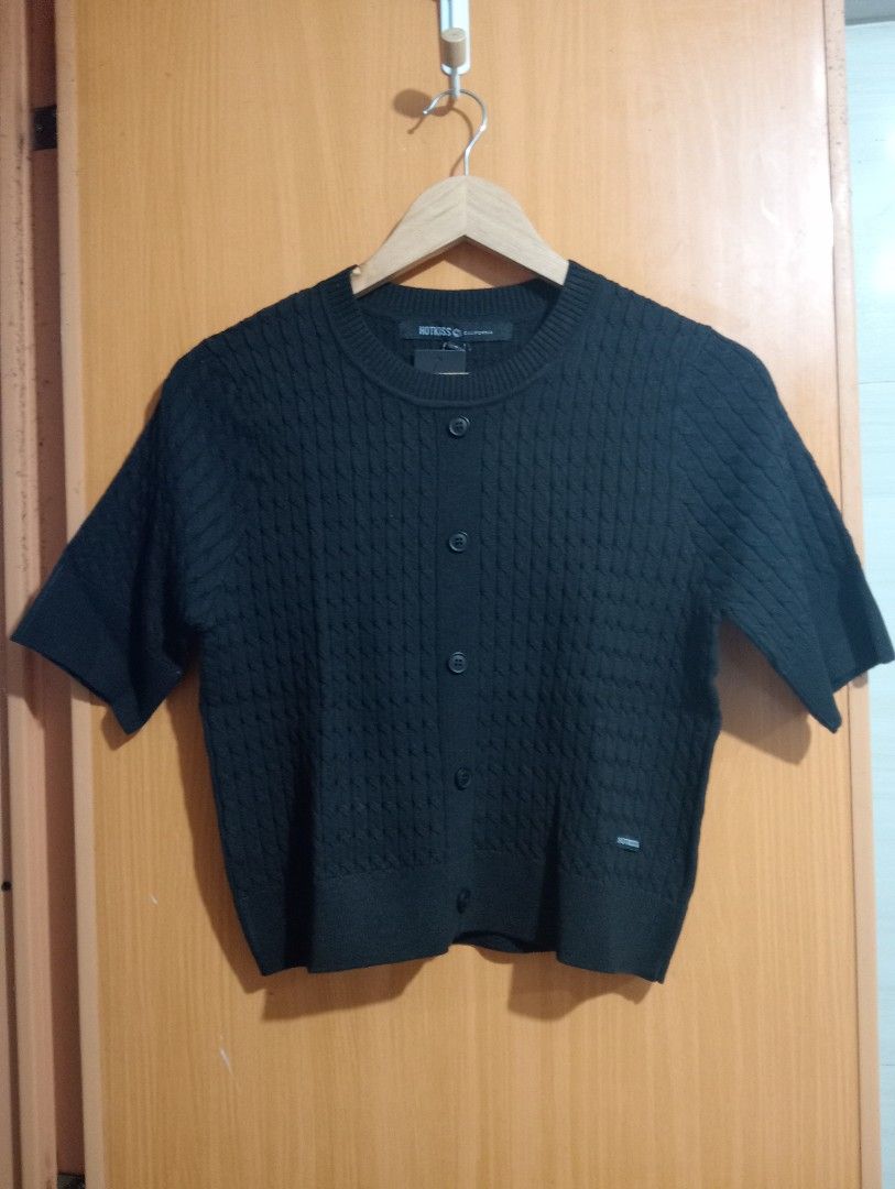 BRAND NEW Black Cable Knit Button Top (Category: Blouses) located in Manila. Submitted by cenasells (Listing ID 1459623592, Image 2). Description: Brand new with hangtag Size : Small ( fit to small - med ) Color : Black Fabric : cotton knit.