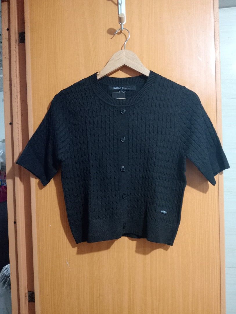 BRAND NEW Black Cable Knit Button Top (Category: Blouses) located in Manila. Submitted by cenasells (Listing ID 1459623592, Image 1). Description: Brand new with hangtag Size : Small ( fit to small - med ) Color : Black Fabric : cotton knit.