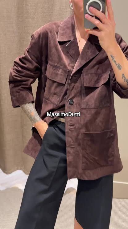 BRANDNEW Massimo Dutti Brown Suede Utility Jacket (Category: Coats, Jackets and Outerwear) located in Santa Rosa. Submitted by a.i.b. (Listing ID 1459520005, Image 2). Description: BRAND: Massimo Dutti MATERIAL: Suede 100% cow leather (piel bovina / cuir de vachette / cow leather) SIZE: Small on tag but fits up to Medium (Women) fits small men I guess this is unisex. STYLE: - Utility Jacket - Rich Brown Color - Multiple Pockets - Button Closure P