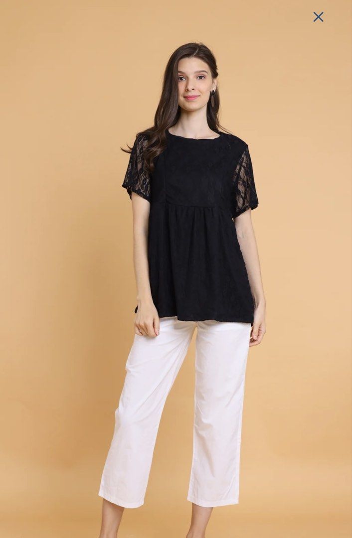 Breastfeeding Lace Blouse (Category: Maternity wear) located in Paranaque City. Submitted by luluswardrobe (Listing ID 1459570544, Image 1). Description: Breastfeeding Blouse Brand: MUM Size 1 (Small- Medium) Access: Two zippers .