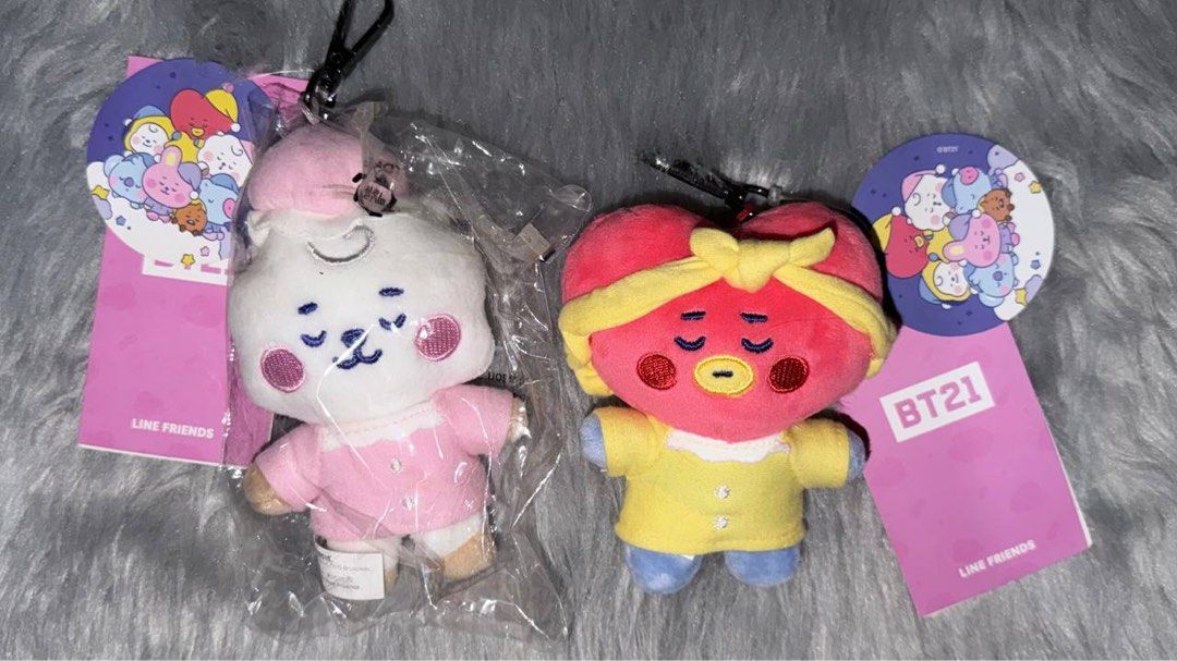 BT21 Tata and RJ Plush Keychains (Category: Plushies & Soft Toys) located in Bacoor. Submitted by vjkims (Listing ID 1459528162, Image 1). Description: 550 ea, if taking both 500 ea -x sensi -dm for pics -PAYO 📍Makati (SDD - M-Th)/ Bacoor ( jnt - shipping every Friday & Saturday) .
