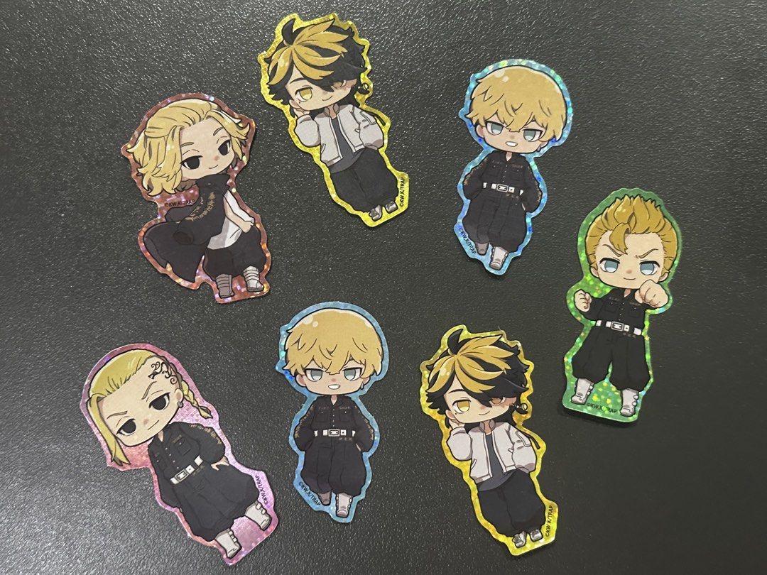 [BUNDLE] Tokyo Revengers Chibi Holographic Stickers Set (Category: Art & Prints) located in Manila. Submitted by sharksfin06 (Listing ID 1459655512, Image 1). Description: - Set of 7 holographic stickers - Features cute chibi versions of Tokyo Revengers characters - Shiny, eye-catching holographic finish - Ideal for decorating laptops, notebooks, phone cases, and more! - Brand: KW K/TRAP.
