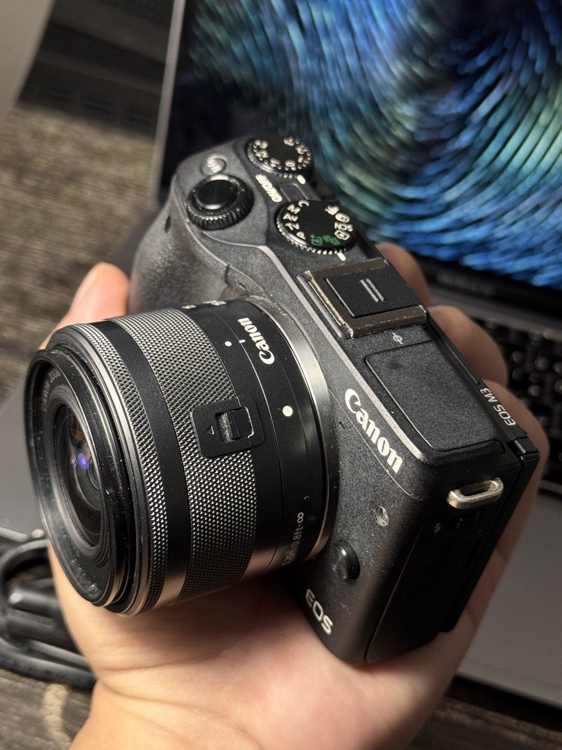 Canon EOS M3 / 15-45mm lens (Category: Cameras) located in Caloocan City. Submitted by jhanxel (Listing ID 1459581781, Image 1). Description: canon eos m3 NO ISSUES PERFECT CONDITION gagamitin nalang body 15-45mm lens canon strap canon battery canon charger free body case .