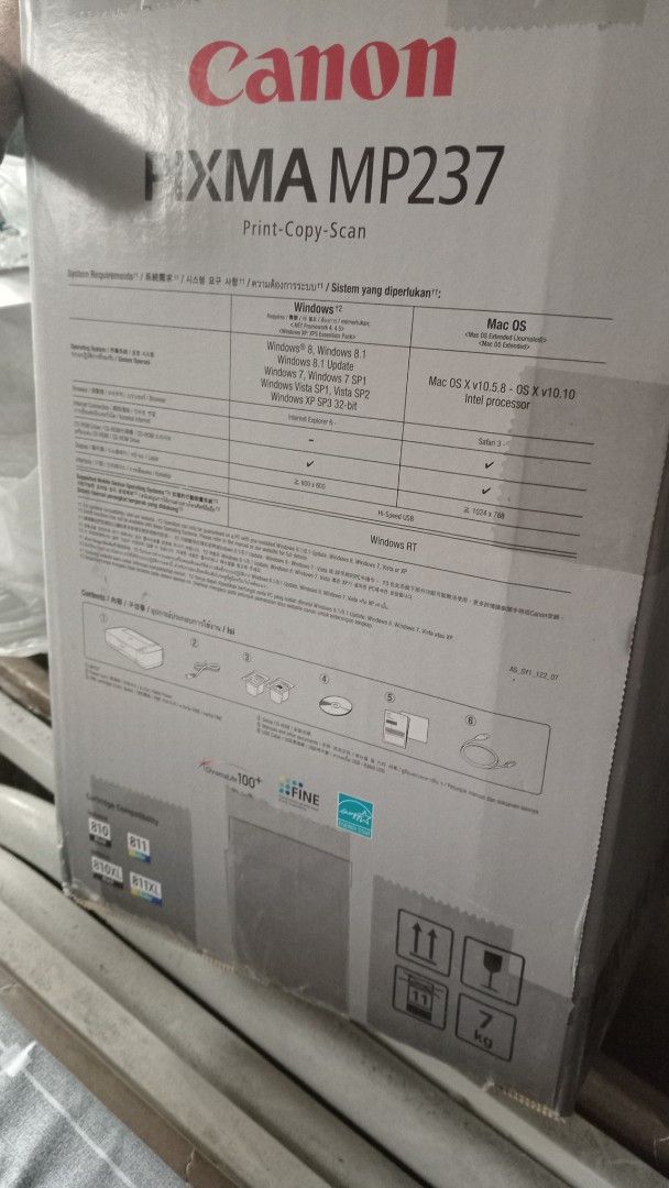 Canon PIXMA MP237 Print-Copy-Scan Printer (Category: Printers, Scanners & Copiers) located in Binangonan. Submitted by junyodeuxign (Listing ID 1459559861, Image 3). Description: Canon PIXMA MP237 multifunction printer — Print / Scan / Copy • Bought in 2021 • Lightly used • With continuous ink system installed • Printer has been stored and is no longer regularly used • Ink cartridge needs replacement • Continuous ink setup/tubing also needs repla