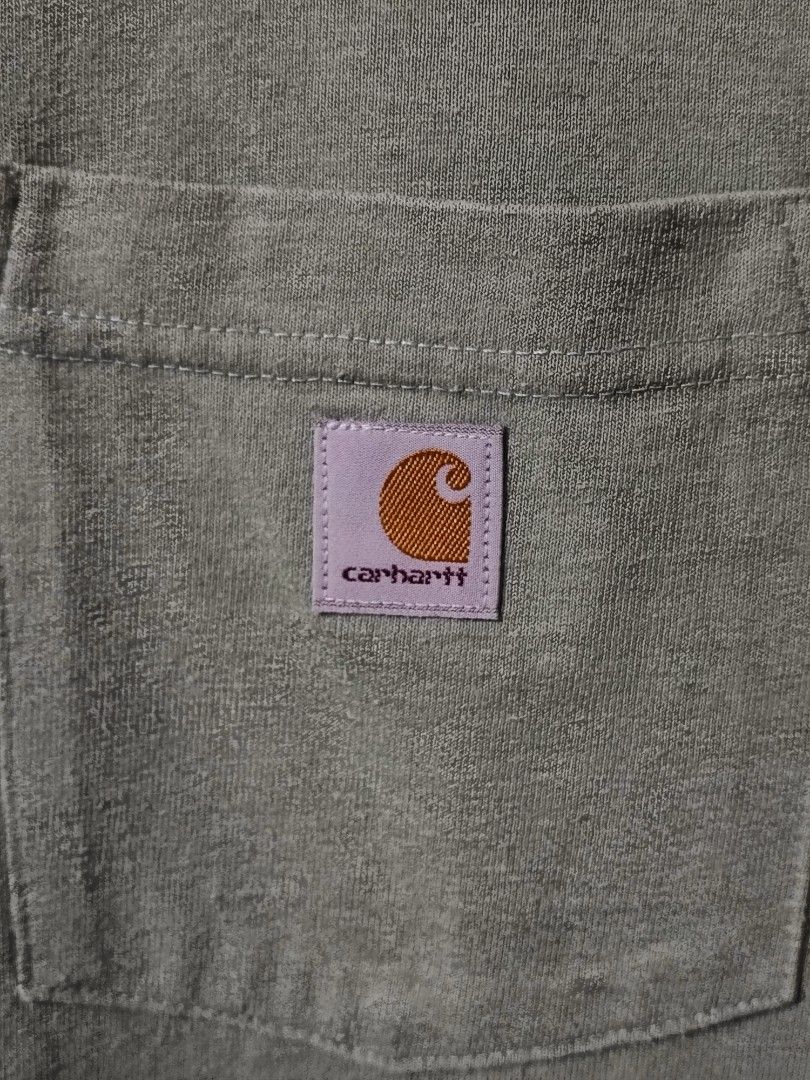 CARHART JADE HEATHER POCKET TEE (Category: Tshirts & Polo Shirts ) located in Iloilo. Submitted by gooddimes (Listing ID 1459660322, Image 2). Description: Carhartt Jade Heather Pocket Tee Authentic Loose Fit Size on tag: Small Dimes: 19.5Wx26L Issue/s: None Color rate: 10/10 Like new condition ₱850 Reminders: - All items are thrifted, please manage your expectations - Color may vary due to lighting - Please wash before using the item - Due to di
