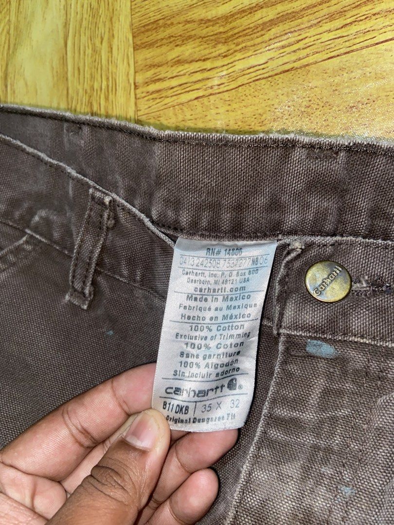 Carhartt DKB Carpenter Pants (Category: Activewear) located in Dasmarinas. Submitted by thrift2gems (Listing ID 1459627277, Image 3). Description: Carhartt DKB Carpenter Pants✨ -WIDTH: 34 -LENGTH: 41 -HEM: 9 -COLOR RATE: 8/10 -CONDITION: 8/10 -ISSUE: REPATCH (ORIG PATCH) & PAINT STAIN DISTRESS CHECK PICS.