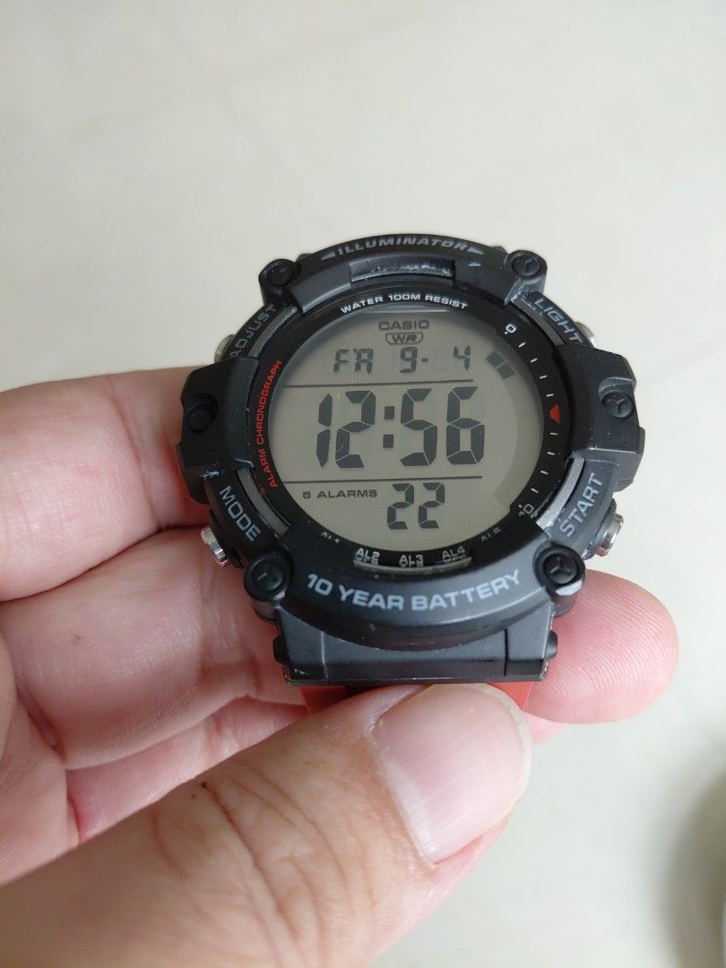 Casio AE-1500WH (Category: Men's Watches) located in Singapore. Submitted by rarecat_95e775 (Listing ID 1459533708, Image 2). Description: - Excellent condition - Casio Digital Watch - 10-Year Battery Life - Chronograph Function - Alarm Function - Water Resistant - Black Casing - Red Strap ◇Replaced◇ - Ideal for Everyday Wear & Sports Deal at postal code 600020.