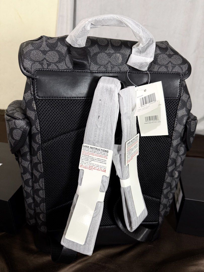 Coach Hitch Backpack in Signature Canvas (Category: Backpacks) located in Makati City. Submitted by jamesluxefinds (Listing ID 1459675073, Image 2). Description: Mall Pull Out Authentic What Fits Inside ✅ 15-inch laptop ✅ iPad or tablet ✅ Long wallet ✅ Phone (including Pro Max models) ✅ Power bank ✅ Charger and cables ✅ Notebook/documents ✅ Water bottle ✅ Keys, sunglasses, and daily essentials Mode of Payment BPI Gcash Cash.