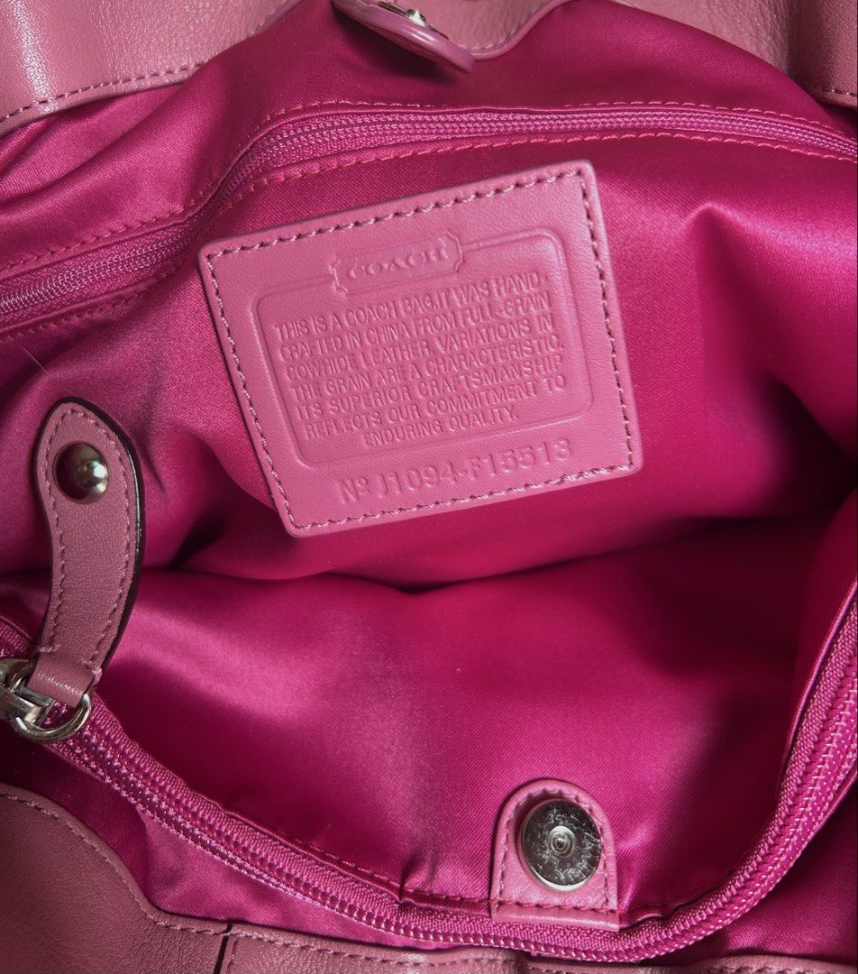 Coach Pink Ashley Two way bag (Category: Luxury Bags & Wallets) located in Bulacan. Submitted by _denissebagss (Listing ID 1459574927, Image 3). Description: Bought in Japan with original Authentication Card. Never been used.