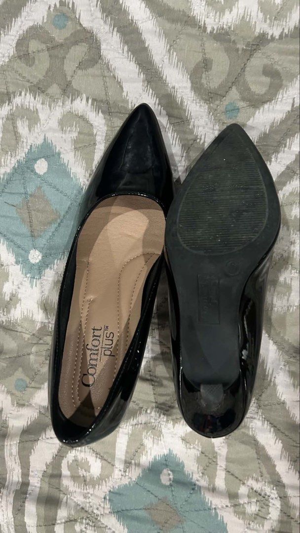 Comfort Plus Black Patent Pointed Toe Heels (Category: Heels) located in Meycauayan. Submitted by wsjabuen (Listing ID 1459588583, Image 2). Description: - Brand: Comfort Plus - Material: Black patent leather - Style: Classic pointed toe heels - Size: 6 US / 36.5 EUR - Features: Comfortable cushioned insole - Occasion: Perfect for work or a night out - Condition: Brand new, never worn (impulse buy) Used twice for an event.