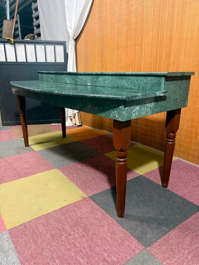 Console Table (Category: Tables & Sets) located in Meycauayan. Submitted by marygracecasimiro (Listing ID 1459595457, Image 2). Description: 😍NAPAKAGANDANG MARBLE CONSOLE TABLE!!! NeoClassical Marble Writing Desk / Console Table Georgian-Style Green 2-Tier Step Marble Table REAL MARBLE!!! SOLID WOOD LEGS!!! ANGGANDA!!! AMBIGAT!!! HEAVY-DUTY!!! Price : 15k ✅ *SEE VIDEO COMMENT 63L x 28W x 31H inches In VERY good condition ♥️.