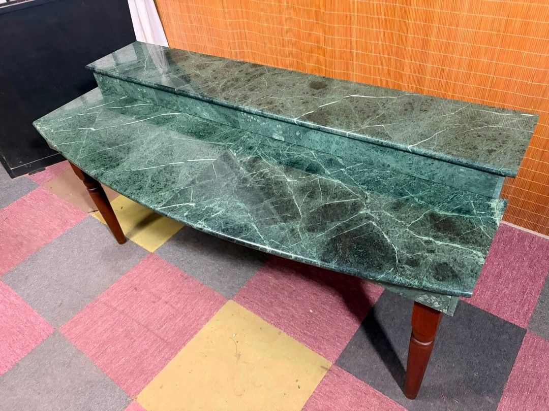 Console Table (Category: Tables & Sets) located in Meycauayan. Submitted by marygracecasimiro (Listing ID 1459595457, Image 3). Description: 😍NAPAKAGANDANG MARBLE CONSOLE TABLE!!! NeoClassical Marble Writing Desk / Console Table Georgian-Style Green 2-Tier Step Marble Table REAL MARBLE!!! SOLID WOOD LEGS!!! ANGGANDA!!! AMBIGAT!!! HEAVY-DUTY!!! Price : 15k ✅ *SEE VIDEO COMMENT 63L x 28W x 31H inches In VERY good condition ♥️.