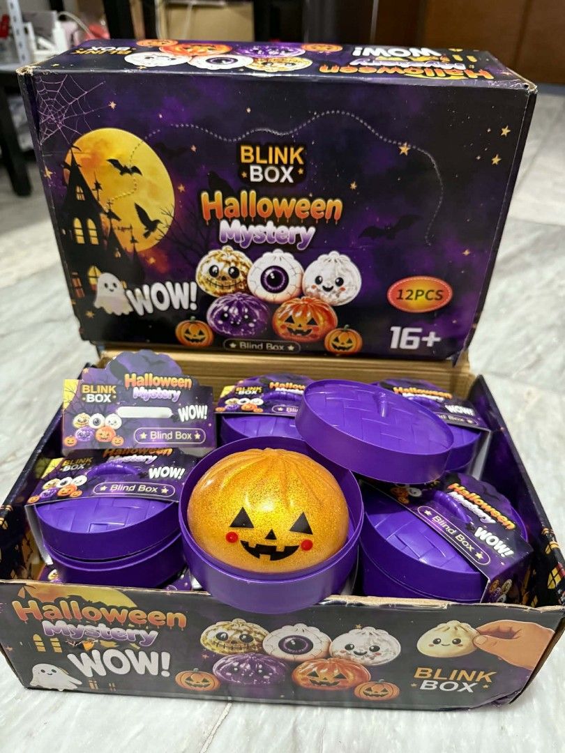 Cube Squeeze, Blink Box Halloween, Sugar Edition, Snickers Squishies (Category: Designer & Blind Box Toys) located in Binangonan. Submitted by rurupalmos70081 (Listing ID 1459666829, Image 3). Description: SET ONLY Dumpling with lights - 1400 Halloween no lights - 1100 Halloween with lights - 1400 Snickers - 1000 Needoh cube glitters - 1000 LOC BINANGONAN RIZAL PWEDE LALAMOVE OR LBC PO. .