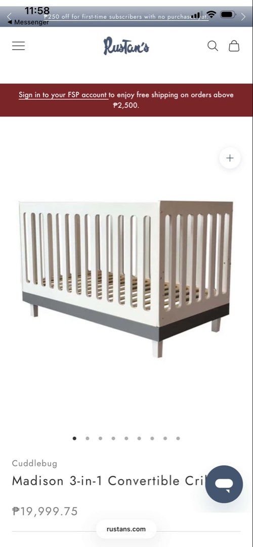 Cuddlebug Madison 3-in-1 Convertible Crib (Category: Cots & Cribs) located in Quezon City. Submitted by jlimbien13239 (Listing ID 1459527097, Image 2). Description: FOR SALE: CUDDLEBUG MADISON 3-IN-1 CONVERTIBLE CRIB 🤍 - barely used — good as new! - 3-in-1: crib, toddler bed & daybed - adjustable mattress height - complete and well-maintained - FREE BEDDINGS included selling for only ₱13,000 original price ₱19,999.75 PM for more details and inqu