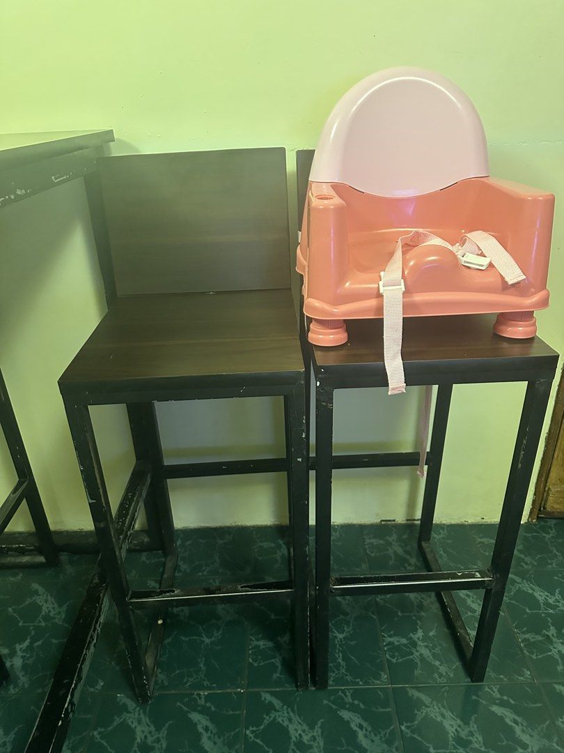 Custom Made Bar Table Set (includes 4 high chair) (Category: Tables & Sets) located in Muntinlupa City. Submitted by satidah (Listing ID 1459688086, Image 3). Description: 1.5 inched Tubular Steel Formica Laminated TABLE L x W = 28 x 41.5 inches H = 101 cm CHAIR (floor to seat) L 40cm W 35cm H 75cm back rest L 25cm W 35cm H 100cm Best for small spaces. Issue: Needs repaint & Visible rewelding on chairs. Labor and Materials 7,899 Used for only a y