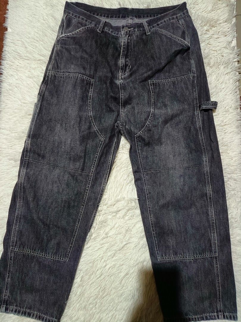 Dark Wash Carpenter Jeans with Utility Pockets (Category: Jeans) located in Zamboanga. Submitted by selldamn.vintage (Listing ID 1459675842, Image 1). Description: dimes 36 waist 40 length 12 thigh 8 leg open.