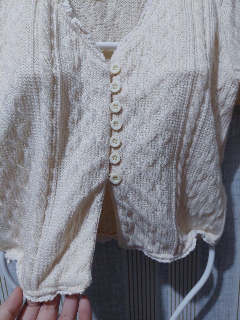 DAZY Button Front Lace Crop Top Beige (Category: Blouses) located in Tarlac. Submitted by prelovedtarlac22 (Listing ID 1459637590, Image 3). Description: DAZY Button Front Lace Crop Top Beige - Size XL on tag, but best fit is Medium - A bit stretchable RFS: Decluttering my closet ❤️ 📍Tarlac based - No COD (Payment First) to avoid being scammed - Shipping fee will be shouldered by the buyer - Once the payment has been received, we will ship the i