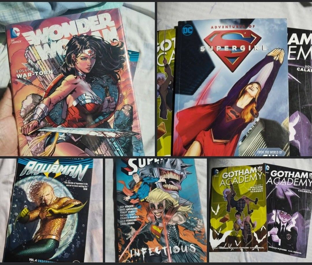 DC Comics Graphic Novels (Category: Comics & Manga) located in Makati City. Submitted by jaredsbd20 (Listing ID 1459502492, Image 1). Description: FS: DC Comics Wonder Woman: War-torn HC P650 Aquaman: Underworld TPB P350 Supergirl: Infectious TPB P350 Adventures Of Supergirl TPB P300 Gotham Academy SET TPB P650 Loc: Taguig RFS: Decluttering MOD: Lalamove (w/in Metro MNL) / LBC (Outside MNL) MOP: GCash / BPI Pls DM if interested 😁.