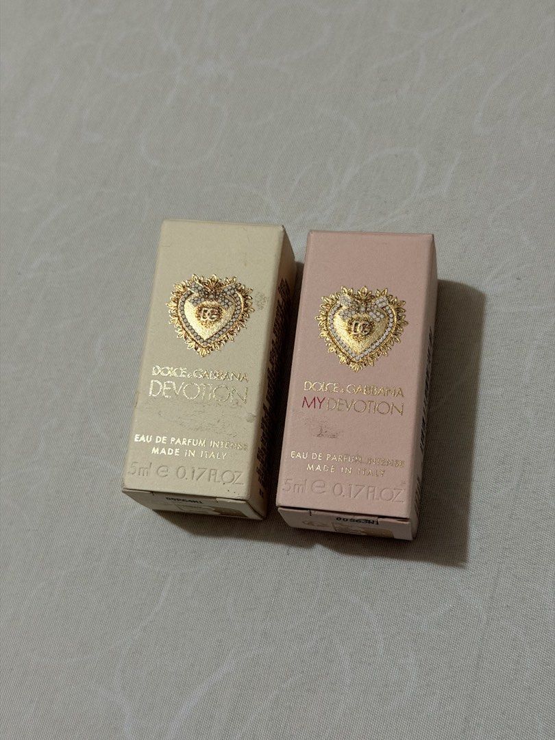 Dolce & Gabbana Devotion & My Devotion Perfume Miniatures 5ml (Category: Fragrance & Deodorants) located in San Pedro. Submitted by hanyobel (Listing ID 1459616552, Image 1). Description: - Dolce & Gabbana perfume: Devotion & My Devotion - Eau de Parfum Intense - 5ml.