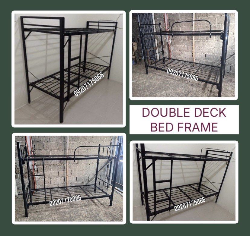 Double deck bed frame (Category: Bed Frames & Mattresses) located in Paranaque City. Submitted by aaronn2 (Listing ID 1459554884, Image 1). Description: SUPPLIER AND MANUFACTURER •HEAVY DUTY AND BRAND NEW ITEMS HOME FURNITURES SINGLE DECK (MILITARY FLAT BAR) •30”x75” = P1,600 •36”x75” = P1,800 •42”x75” = P2,700 •48”x75” = P3,000 •54”x75” = P3,400 SINGLE DECK (TUBE TYPE) •30”x75” = P2,200 •36”x75” = P2,500 •48”x75” = P2,800 •54”x75” = P3,200 •60”x