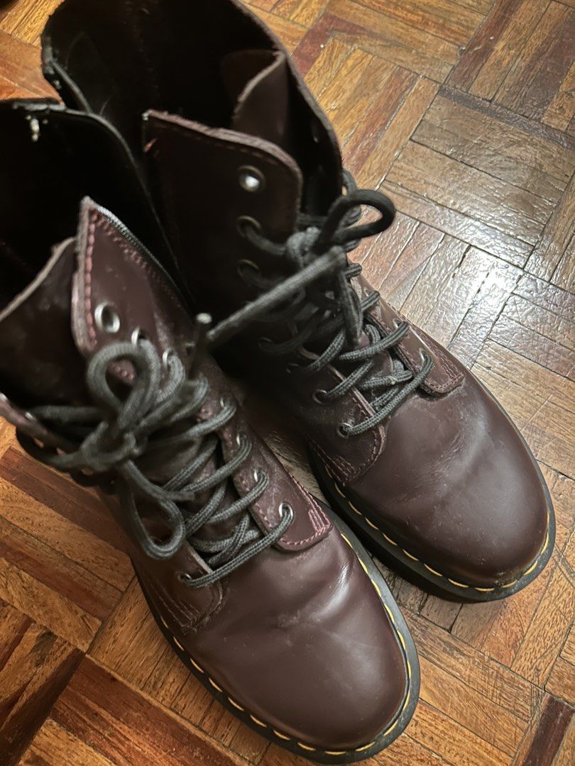 Dr. Martens JADON Burgundy Platform Boots (Category: Boots) located in Makati City. Submitted by christisocool (Listing ID 1459594115, Image 2). Description: Used once or twice! Almost brand new just a bit dusty! .