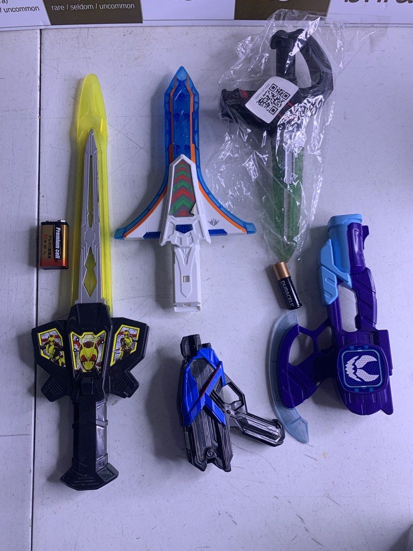 DX Kamen Rider / Weapons / Assorted (Category: Action & Battle Toys) located in Carmona. Submitted by bihira (Listing ID 1459525737, Image 1). Description: DX Kamen Rider / Weapons / Assorted - WYSIWYG - As is condition - Assorted - sword, tested working.