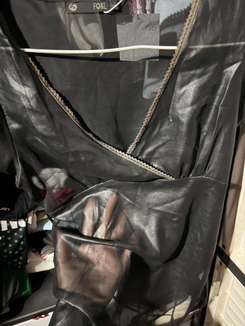 F Q&L Sheer Black Wrap Top (Category: Blouses) located in Las Pinas. Submitted by ml.closet (Listing ID 1459619295, Image 2). Description: Size L but fits M.