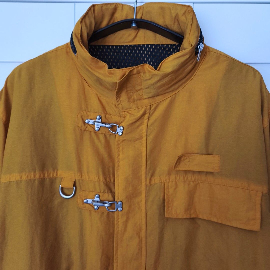 Fireman Clasp Jacket by Never Seen Thing (packable hood) (Category: Coats, Jackets and Outerwear) located in Caloocan City. Submitted by thriftdeluxe3305 (Listing ID 1459542272, Image 2). Description: Fireman Clasp Jacket by Never Seen Thing (packable hood) Width: 24 Length: 27 Size Large --- Color Rate: 10/10 Condition: 9/10 (Very Good Condition; has signs of use) *washed and ready to use* --- 1,499php PLUS SHIPPING FEE.