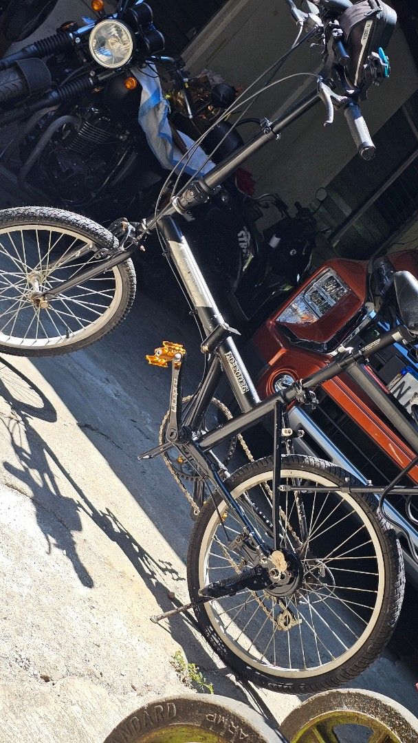 Folding Bicycle - 20-inch Wheels (Category: Bicycles) located in Rizal. Submitted by revvinup.23 (Listing ID 1459568602, Image 3). Description: Japan Surplus Folding Bike (take time to read, all infos are here) Tire Size 17" *handle bar litepro monster 25.4mm aluminum alloy mtb riser flat - 336 *folding stem 22.2mm - 1117 *seatpost litepro - 28.6mm 450mm black- 489 *crank set - litepro 47t - 1825 *pedal - litepro ultralight k3 - 475 *magnetic loc