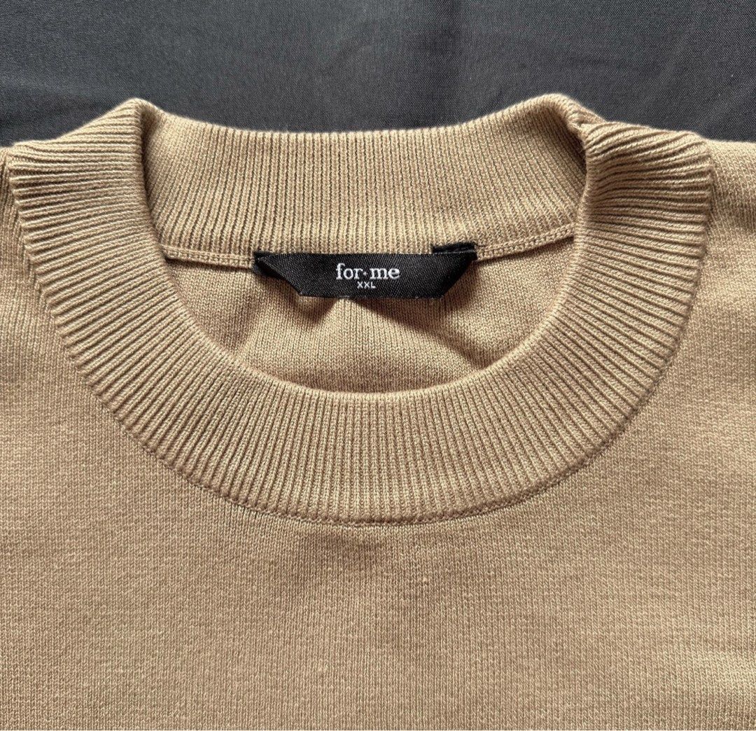 for me Cap-Sleeve Knit Top (Category: Others Tops) located in Muntinlupa City. Submitted by trishaswardrobe (Listing ID 1459624123, Image 2). Description: - For Me sleeveless sweater - Size: XXL (I'm L but I like oversized) - Color: Tan - Features: Round neckline, relaxed fit - Style: Versatile, can be dressed up or down.