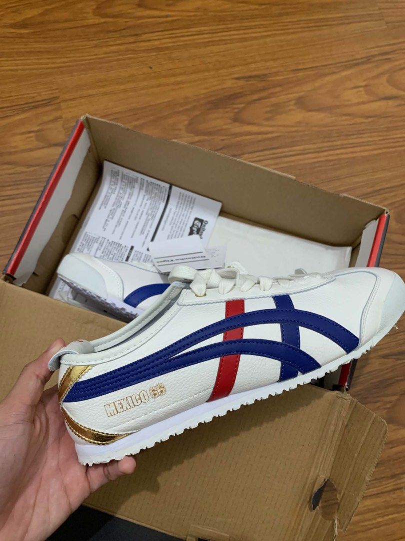 FS: Onitsuka Tiger Mexico 66 D507L (Category: Sneakers) located in Manila. Submitted by david_erckson (Listing ID 1459602126, Image 2). Description: Brand New with Box & Tag Model: Onitsuka Tiger Mexico 66 D507L-0152003 Color: White/Blue/Red Size: [US 8.5 / EU 41.5 / CM 26.0] Brand New with Box & Tag Condition: 10/10 Brand New RFS: Wrong size Selling for: ₱4,500 Location: Manila Meetup: Binondo or Lalamove/J&T.