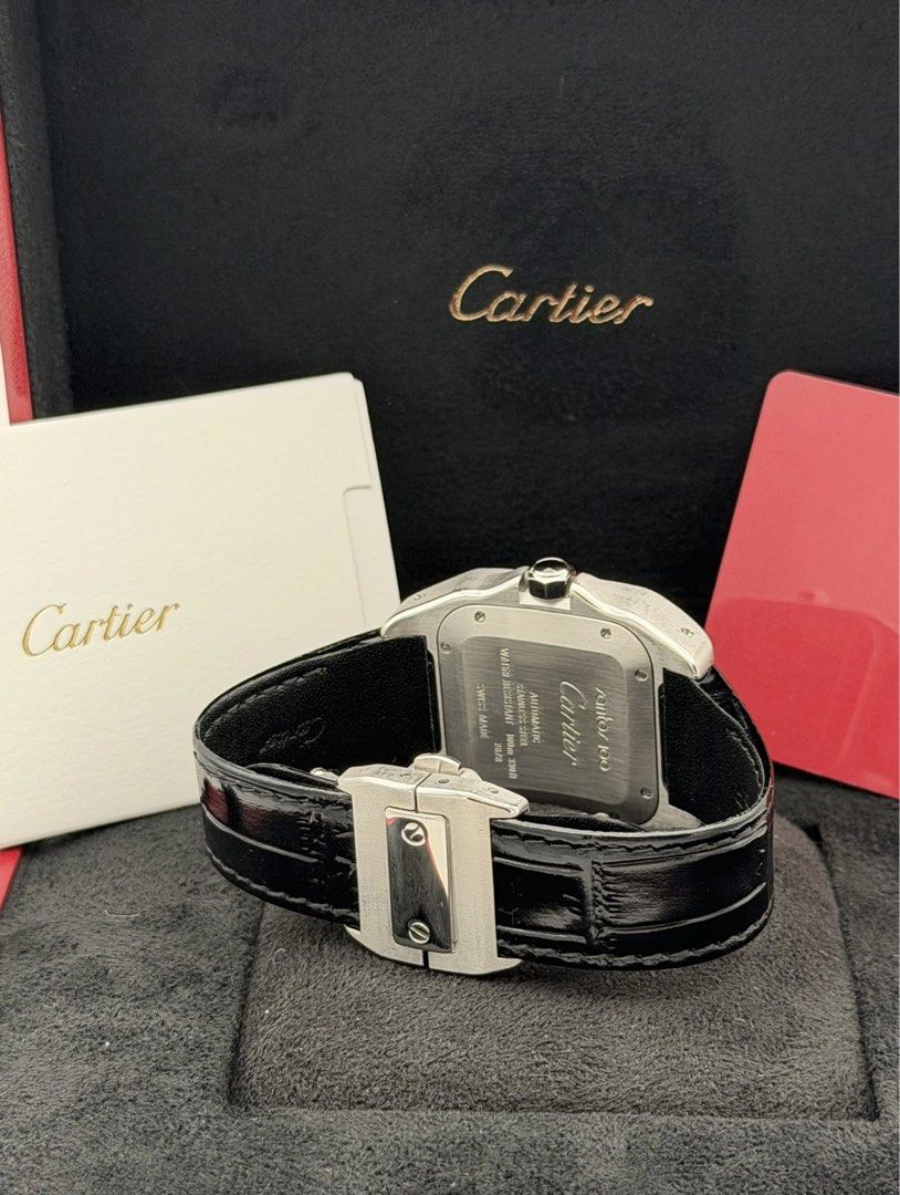 Fullset Cartier Santos 100 Medium Automatic 2014 (Category: Luxury Watches) located in Manila. Submitted by timelesseleganceph (Listing ID 1459541837, Image 3). Description: Fullset Cartier Santos 100 Medium Automatic 2014 Reference 2878 Dated 2014 Size Medium 44.2x35.6mm Automatic Movement Complete/Fullset - Box & Warranty Paper.