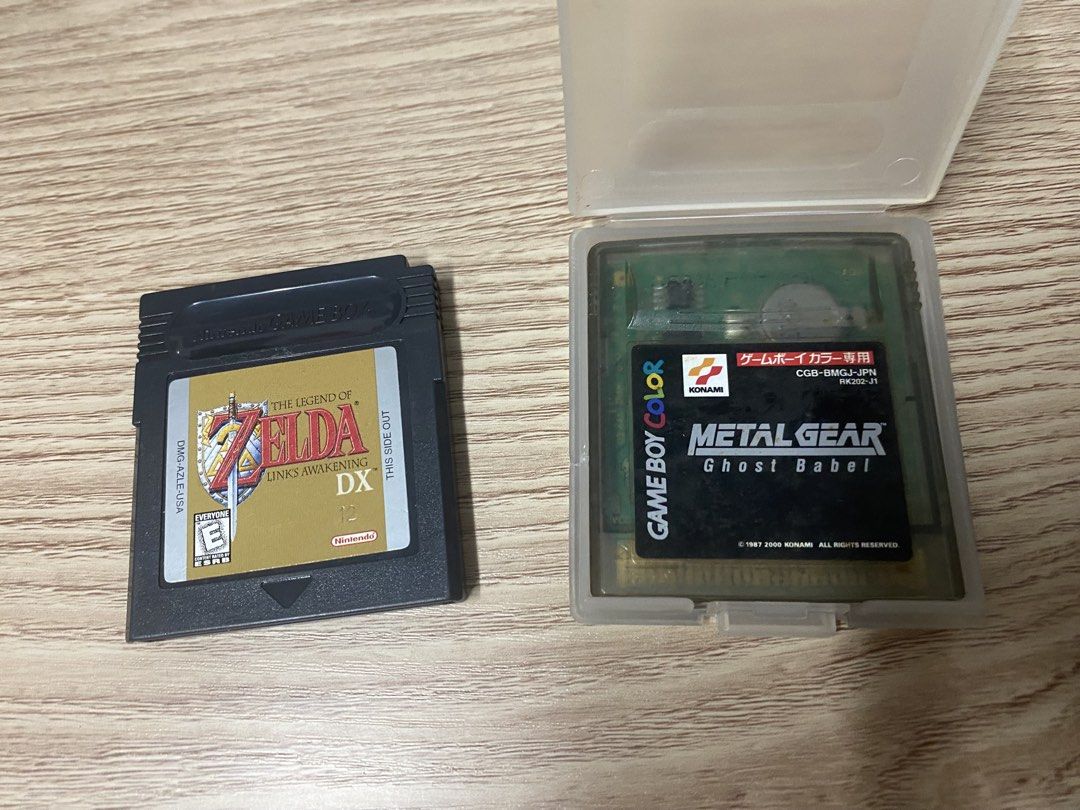 Game Boy Color 遊戲卡帶 Metal Gear Solid Ghost Babel。 Zelda DX Link's Awakening 。薩爾達。潛龍諜影 幽靈通天塔。收藏。絕版。 （分類：Nintendo 任天堂）位於 Hong Kong。 由 japjap_moving 提交（商品編號 1459613183，圖片 1）。簡介： Zelda $650 MGS $700。