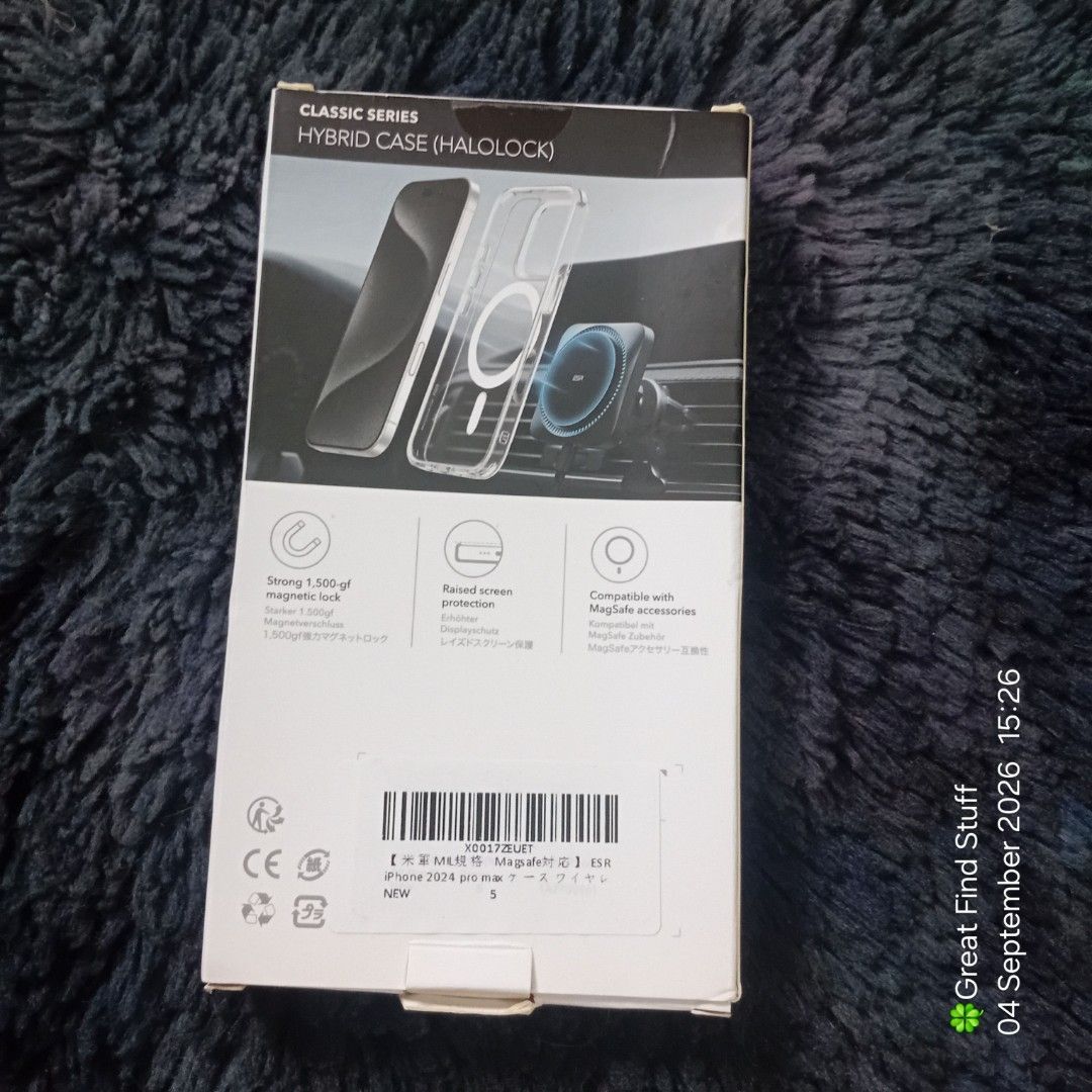[GFS] ESR Hybrid Case for Iphone 16 Pro Max (Category: Cases & Sleeves) located in Quezon City. Submitted by greatfindstuff (Listing ID 1459564027, Image 2). Description: 📌Condition • ESR Hybrid Case for Iphone 16 Pro Max • Never Been Used • from Japan • Magsafe 📍Novaliches, Quezon City 🛵 Lalamove • Self Pick up • Grab 💰Gcash • Maya • BPI • Cash on pick up #Iphone16ProMaxCase#Ip16PM - ESR Hybrid Case for iPhone 16 Pro Max - Crystal clear desi