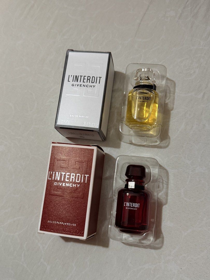 Givenchy L'Interdit Eau de Parfum & Rouge Miniatures (Category: Fragrance & Deodorants) located in San Pedro. Submitted by hanyobel (Listing ID 1459616558, Image 2). Description: - Givenchy L'Interdit - Classic Eau de Parfum ONLY available - 10ml.