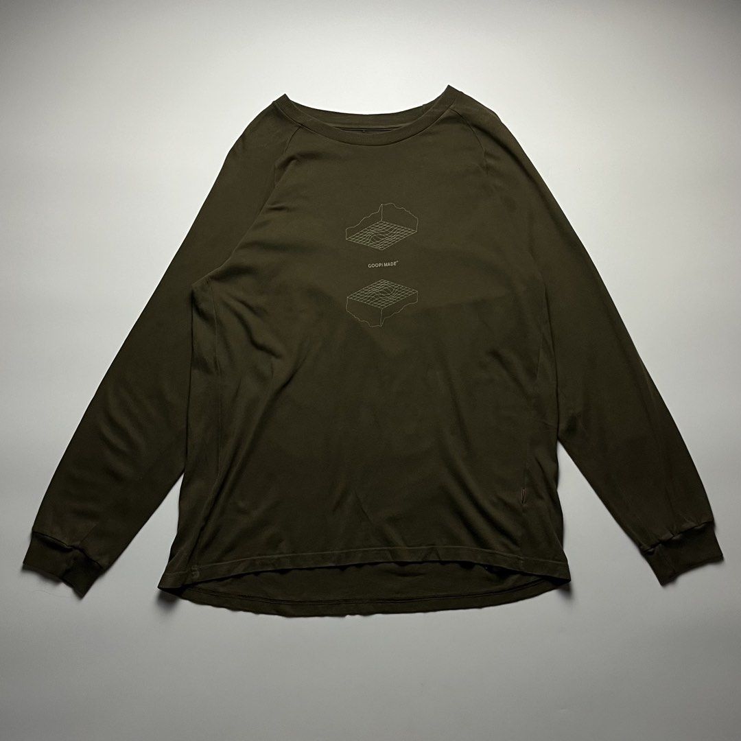 GOOPiMADE FL-03 Upside Down L/S Tee (Category: Tshirts & Polo Shirts ) located in Manila. Submitted by streetsavvy (Listing ID 1459585611, Image 1). Description: GOOPiMADE FL-03 Upside Down L/S Tee Size: 2 Width: 22” Length: 30” Shoulder: Sleeve Length: Hem: 23” measured in inches Condition: Excellent condition Made in Taiwan 100% Cotton.