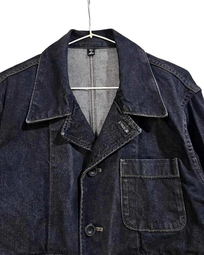 GU Dark Grey Jean Chore Work Jacket (Category: Coats, Jackets and Outerwear) located in Baguio. Submitted by lovelemons (Listing ID 1459541713, Image 2). Description: GU Dark Grey Denim Work Chore Jacket Men's XS on Tag No issues Excellent condition FIXED PRICE.