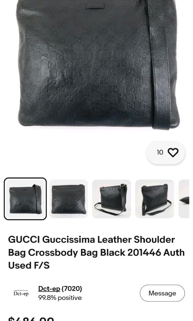 Gucci Guccissima messenger bag (Category: Luxury Bags & Wallets) located in Cebu City. Submitted by beagles30 (Listing ID 1459551926, Image 2). Description: gucci guccissima messenger bag leather embossed gucci logo guaranteed authentic first owner ako leather not nylon! selling rush price 10k pesos negotiable see pictures sa slight issues has scuffs on leather sa back part ng bag can be redyed. #gucci #lv #prada #bags.