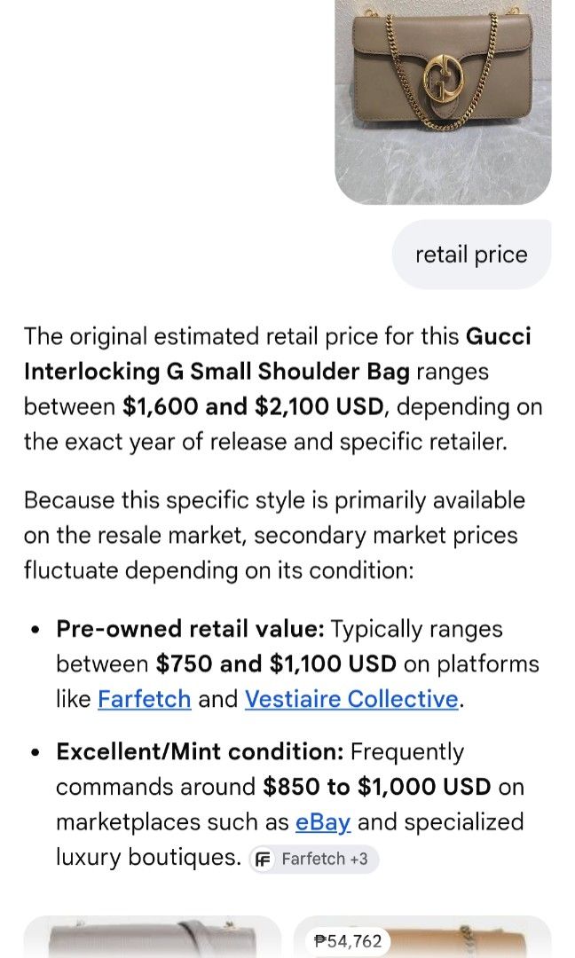 Gucci Interlocking G Shoulder Bag Authentic💯💯 (Category: Shoulder Bags) located in Davao. Submitted by SecondhandItems97 (Listing ID 1459578613, Image 3). Description: Small size Includes generic dustbag.