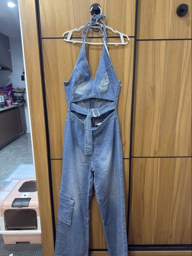 Halter Denim Jumpsuit (Category: Jumpsuits) located in Manila. Submitted by icaa_yee (Listing ID 1459620195, Image 1). Description: 📍 Paranaque City Once used only 💵799 MOP: Maribank/BPI MOD: Lalamove/Pick up at my place.
