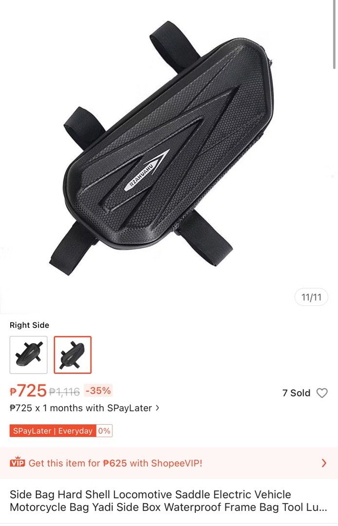 Hard Shell Motorcycle Saddle Bag Waterproof Frame Bag (Category: Shoulder Bags) located in Manila. Submitted by starbalesukandjapansurplus (Listing ID 1459522047, Image 1). Description: - Waterproof hard shell saddle bag - Fits motorcycles and electric vehicles - Attaches securely to the frame - Ample storage space inside - Features internal mesh pockets for organization - Zipper closure for secure storage - Ideal for tools, phones, and ride esse