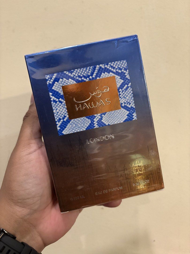 Hawas London (Category: Fragrance & Deodorants) located in Manila. Submitted by cjfragrancehaus (Listing ID 1459602015, Image 1). Description: Hawas London Sealed ✅Lalamove ✅Pickup 📍Near Jollibee/LRT Tayuman Sta Cruz Manila.