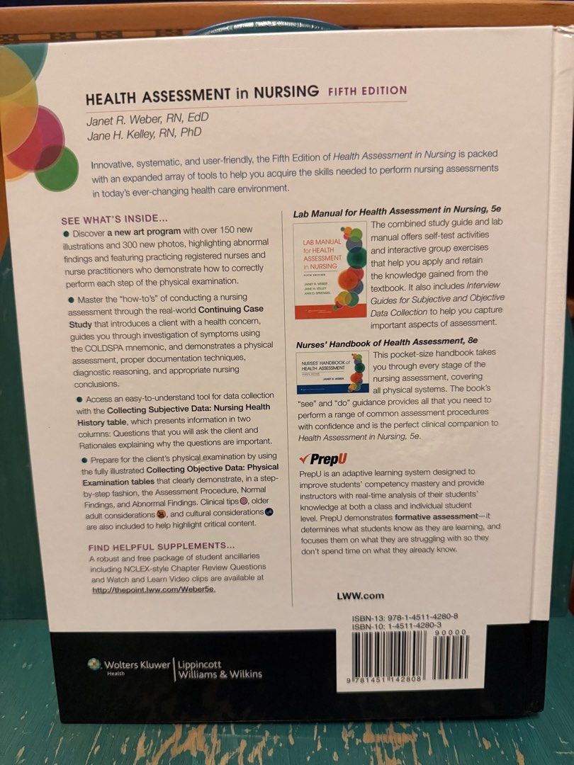 Health Assessment in Nursing Fifth Edition （分類：教科書）位於 Hong Kong。 由 tonymoly 提交（商品編號 1459655340，圖片 2）。簡介： 呢本係Health Assessment in Nursing第五版教科書，由Janet R. Weber同Jane H. Kelley編寫。內容好豐富，教你點樣做護士健康評估。書本狀況唔錯，適合護理學生參考。有興趣就快啲聯絡我啦！。