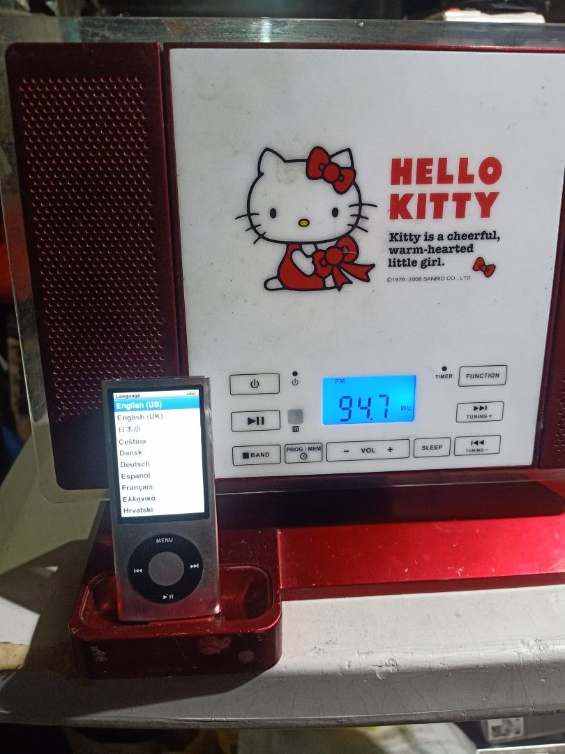 Hello kitty compo ipod dock (Category: Portable Music Players) located in Las Pinas. Submitted by the_recycle_shop (Listing ID 1459592244, Image 2). Description: Original hello kitty merchandise Radio ipod aux working CD not reading.