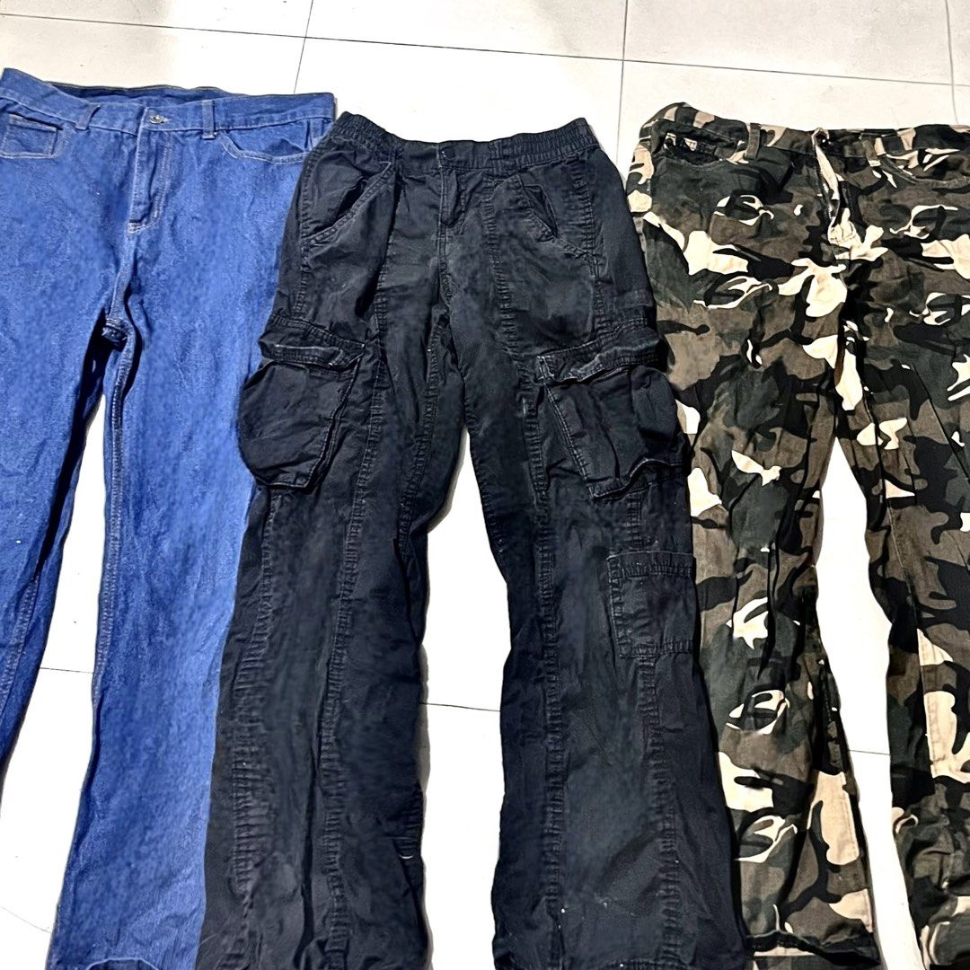 H&M Cargo Pants, Denim Pants, Camo Pants (Category: Jeans) located in Manila. Submitted by pczxss (Listing ID 1459493239, Image 1). Description: Take all for only ₱550 H&M Cargo Pants - Small Denim Pants - Medium Camo Pants - Medium.