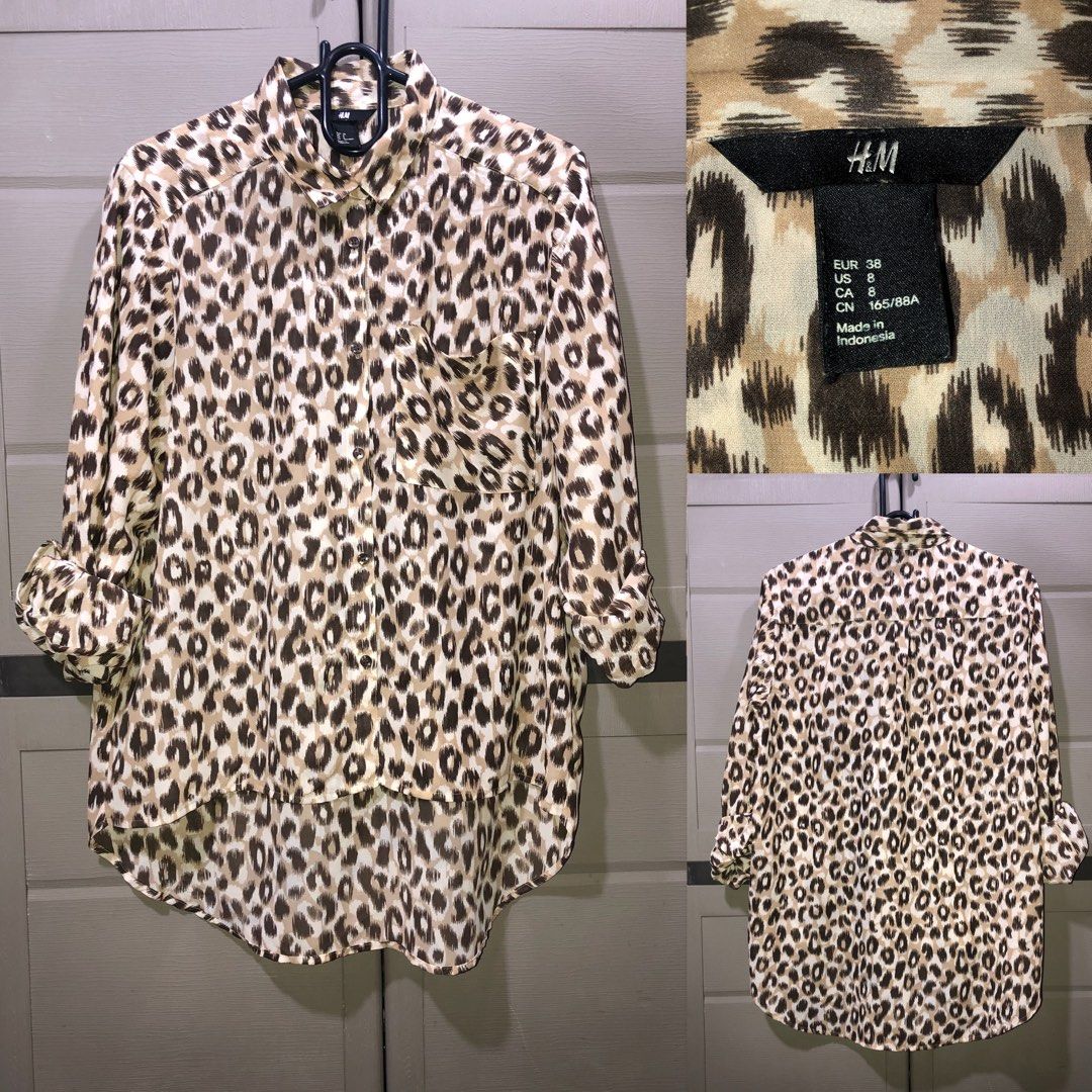 H&M Leopard print Shirt (Category: Shirts) located in Cebu City. Submitted by jiselle_fecollection (Listing ID 1459680539, Image 1). Description: -can fit S-M frame -leopard print -100% Polyester.