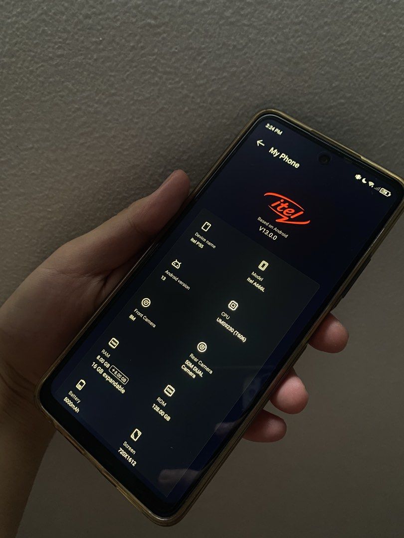 Itel p55 128gb variant (Category: Android Others) located in Manila. Submitted by sellingformybrother (Listing ID 1459560368, Image 3). Description: used but still mint condition only selling for my brother's cancer medication dents visible but won't affect phone's performance with box but charger is broken.