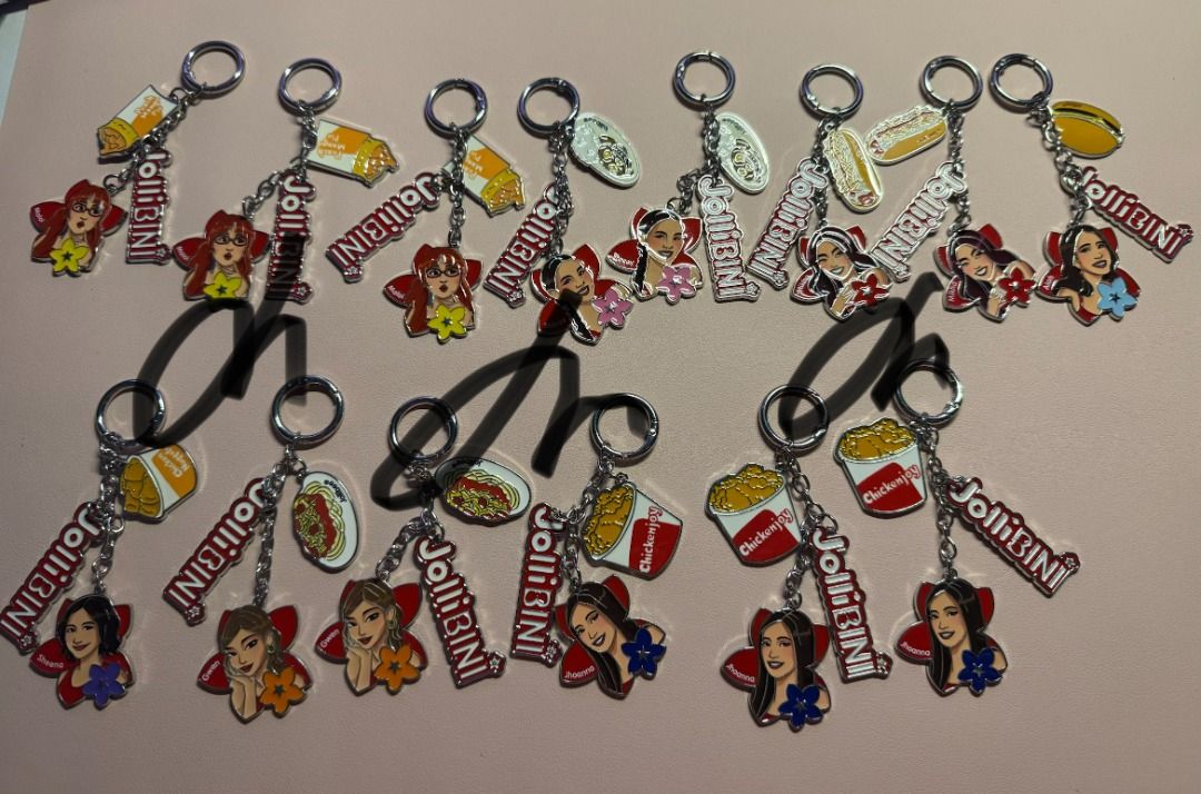 Jollibini V2 Keychains & Photocards (Category: Character Goods) located in Mabalacat. Submitted by xandramaglaqui (Listing ID 1459492404, Image 1). Description: Jollibini V2 Keychain & Photocards Keychain ONLY - 80 Aiah SET - 200 Gwen, Sheena, Stacey SET - 150.