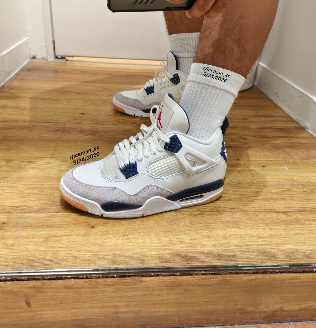 Jordan 4 SB Navy (Category: Sneakers) located in Dasmarinas. Submitted by renjielars (Listing ID 1459661420, Image 3). Description: J4 SB Navy LJR Batch Size: 8.5/42 Condition: Used 2x 3.5k First to pay basis! Pass sa joy reserver Urdaneta, Pangasinan Loc Can ship via j&t or meetup around Urdaneta.